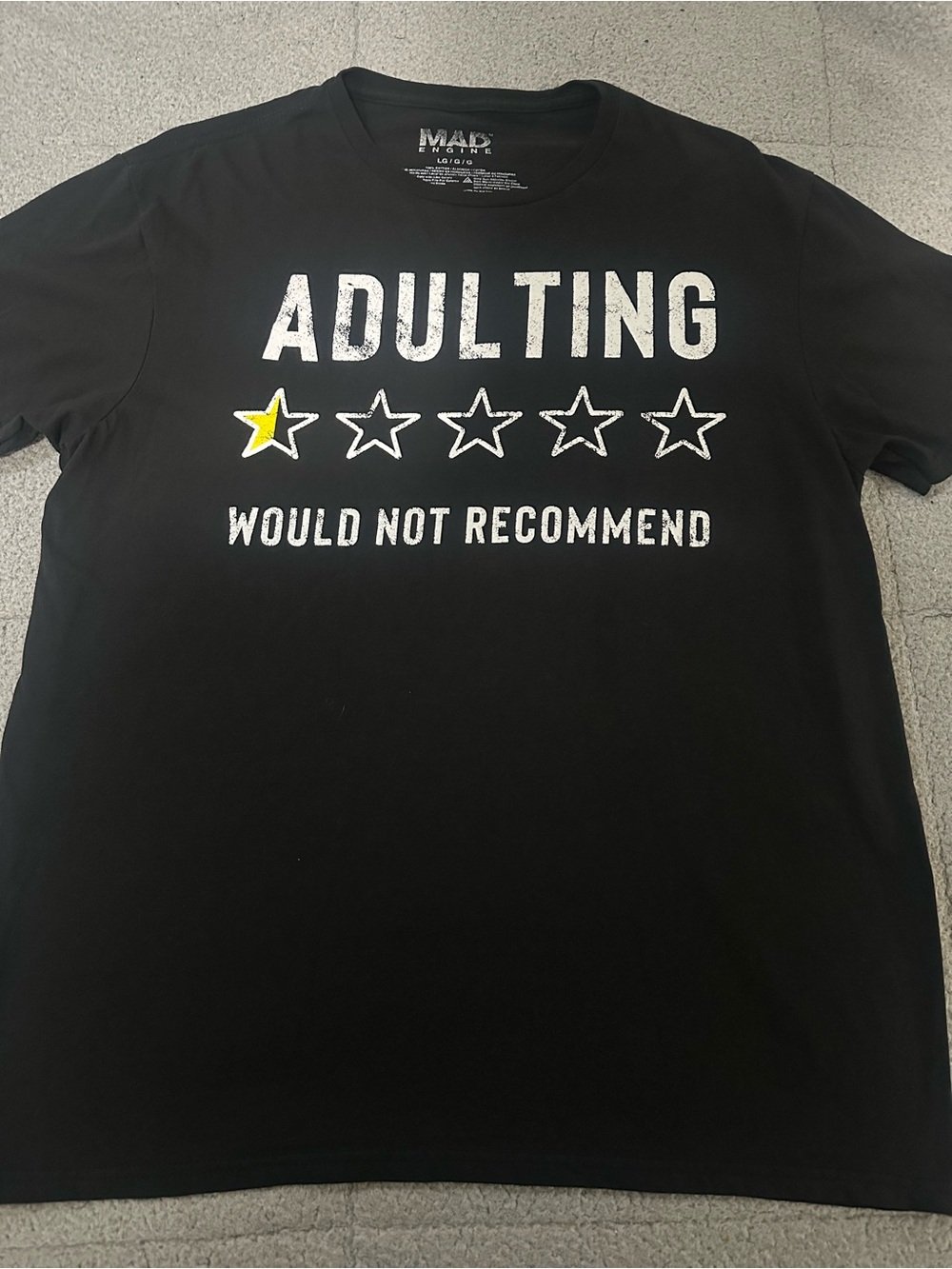 MAD Engine Black Graphic Tee with Yellow Star